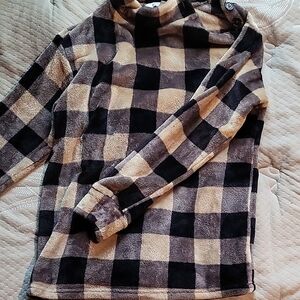 Plaid Long Sleeve Fleece Like Shirt